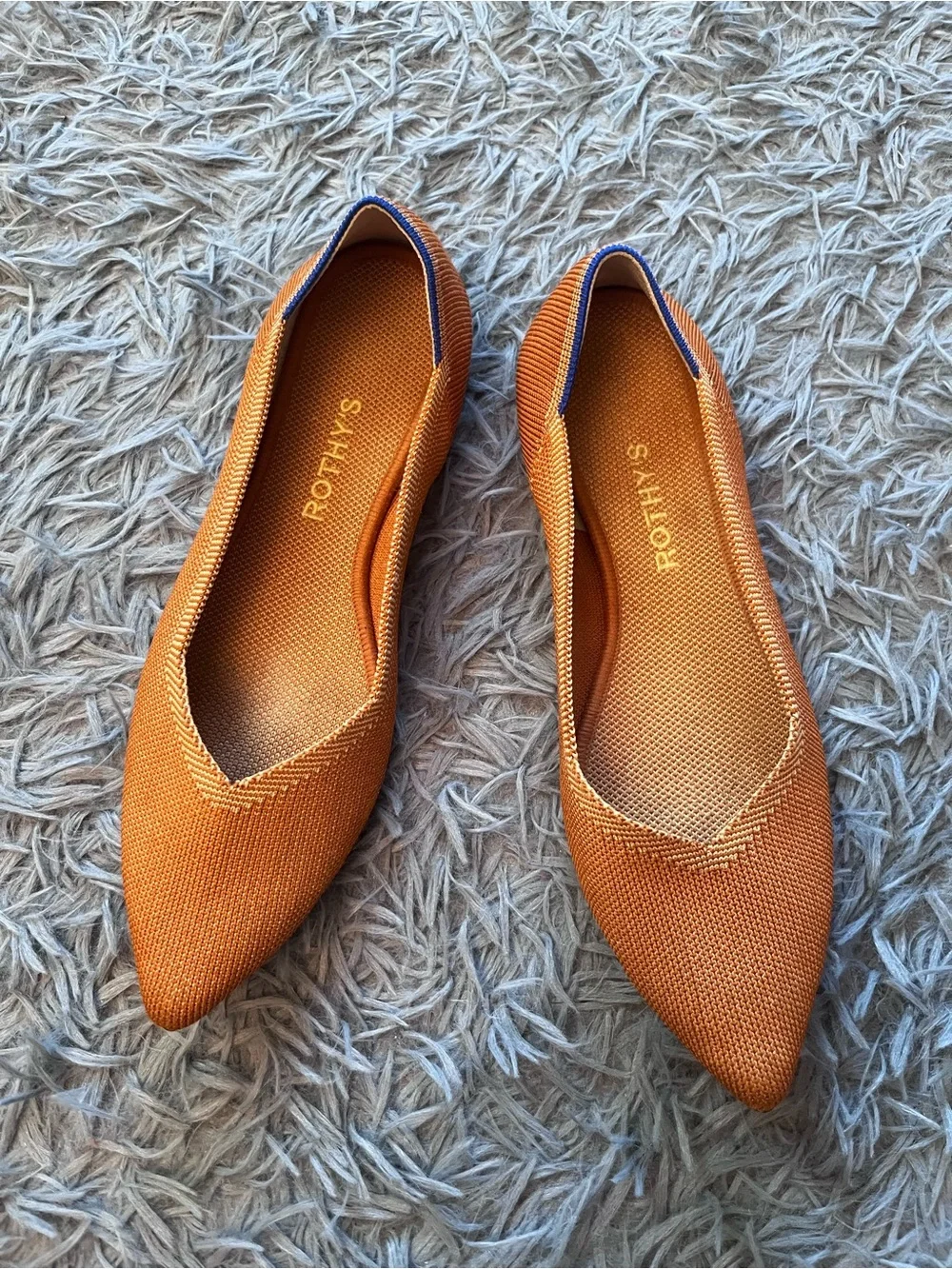 Rothy's Women's Pointed Knit Flats in Rust Orange Size 10